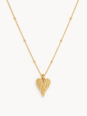 18K Gold Plated Textured Heart Dainty Satellite Necklace